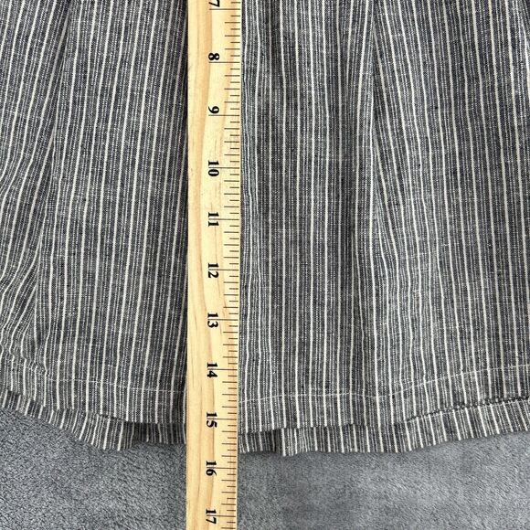 Nolitha Medium Linen Blend Black White Striped Skirt Preppy Skater Pleated - Picture 5 of 8